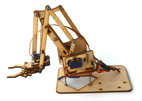 Kit Brazo Robotico Madera Mdf Servos Metalicos Arduino