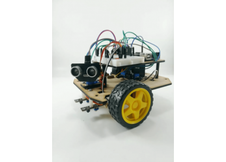 Kit No. 2 Robot Seguidor Linea Evasor Obstáculos Arduino 2 Niveles 2 Ruedas MDF