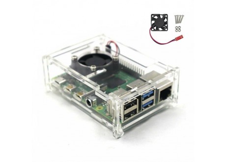 Caja de Protección Raspberry Pi 4 modelo B  acrilica Con ventilador