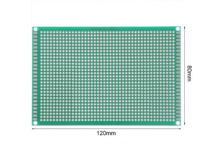 Baquelita  Baquela PCB Universal Fibra de Vidrio (verde) Perforada 8x12 cm