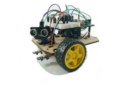 Kit Seguidor De Linea Evasor Obstaculos Robot Movil Arduino 2 niveles 2 ruedas MDF