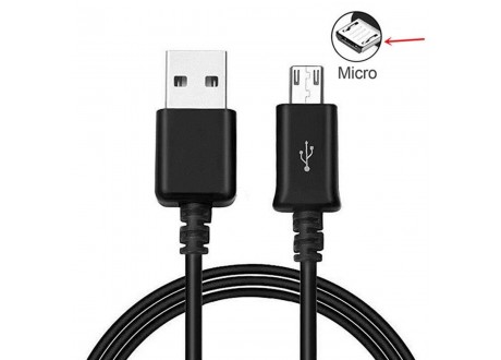 Cable datos USB a micro USB Celular ESP32 NodeMcu Negro