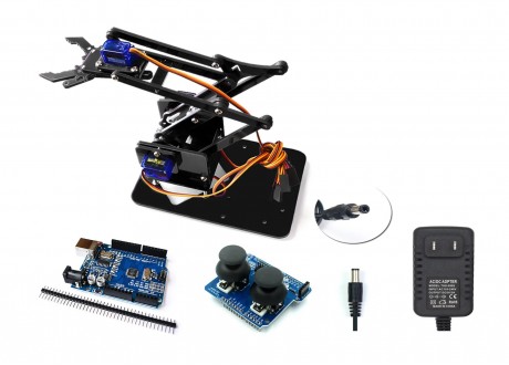 Kit Completo Brazo Robótico + Arduino + Servos + Shield Mando Control Joystick
