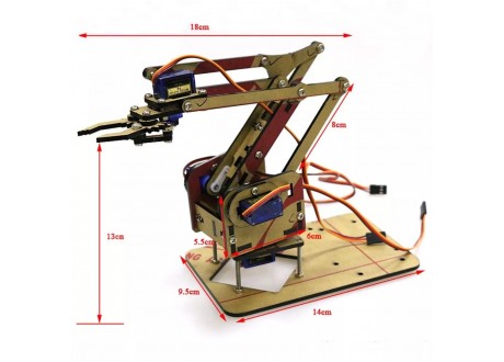 Kit Brazo Robotico En Madera MDF Con Servos SG90 Y Arduino