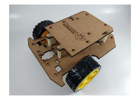 CHasis Robotica Robot Seguidor de Linea 2 niveles 2 ruedas en madera MDF